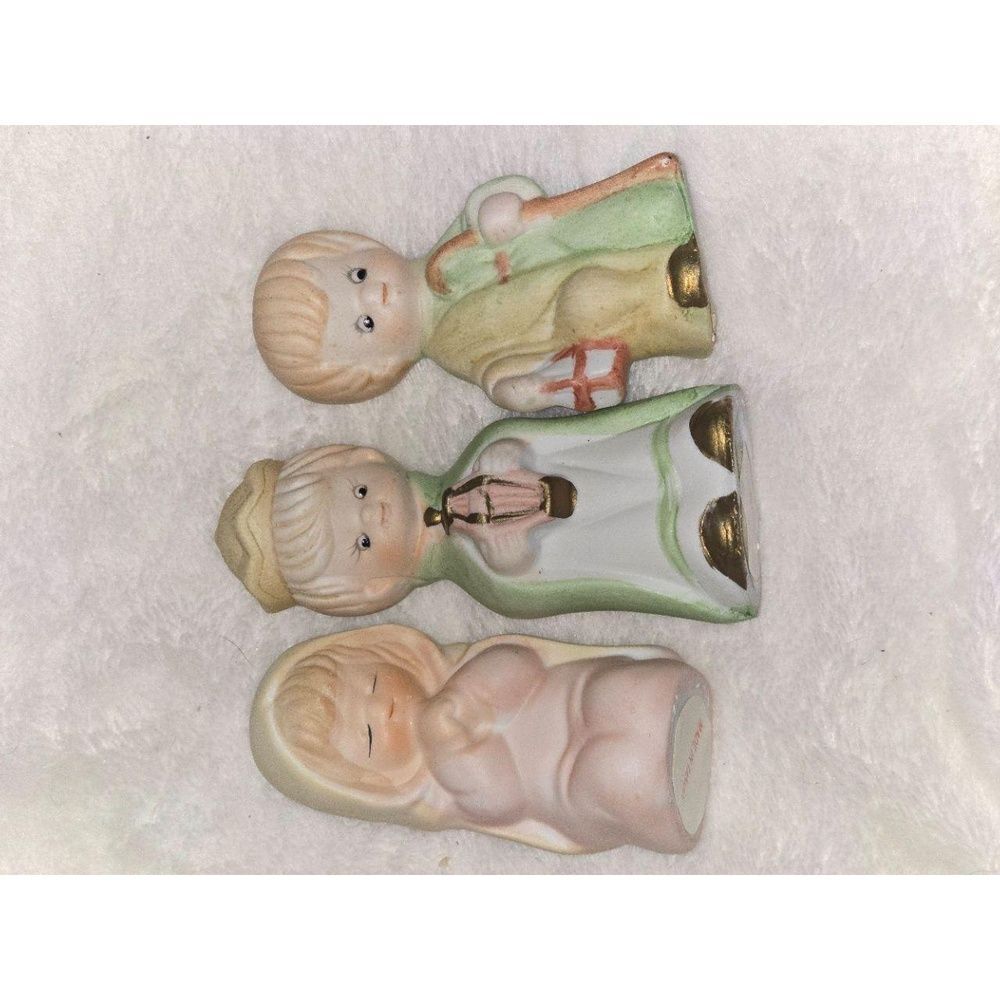 Vintage Ceramic Nativity Figurines Wise Men Set Gold Accents Religious Decor - Picture 4 of 6